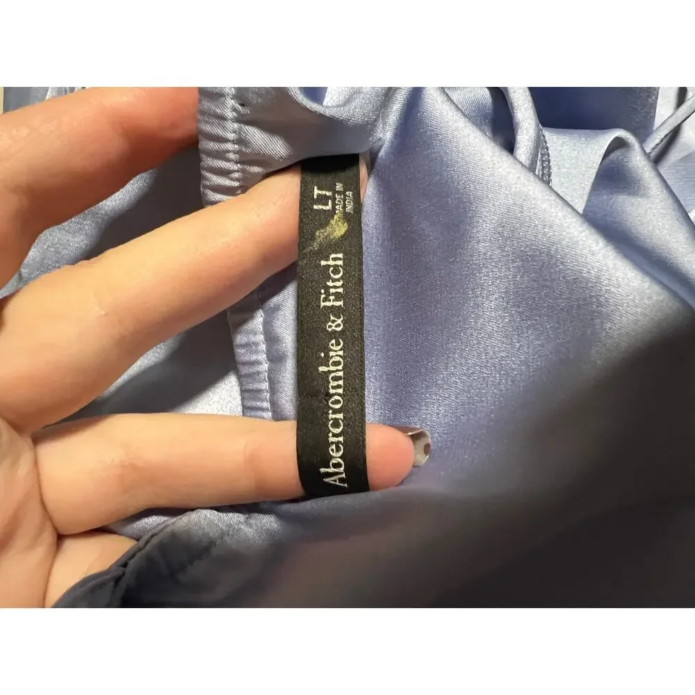 NWOT Abercrombie & Fitch Women’s Draped Satin Maxi Dress Periwinkle Blue Size LT